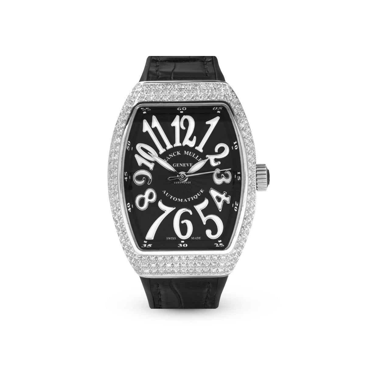 Franck Muller Vanguard V 32 SC AT FO AC.NR (NR.BLC AC) (Black Dial, White Numbers, Medium Aftersetting)