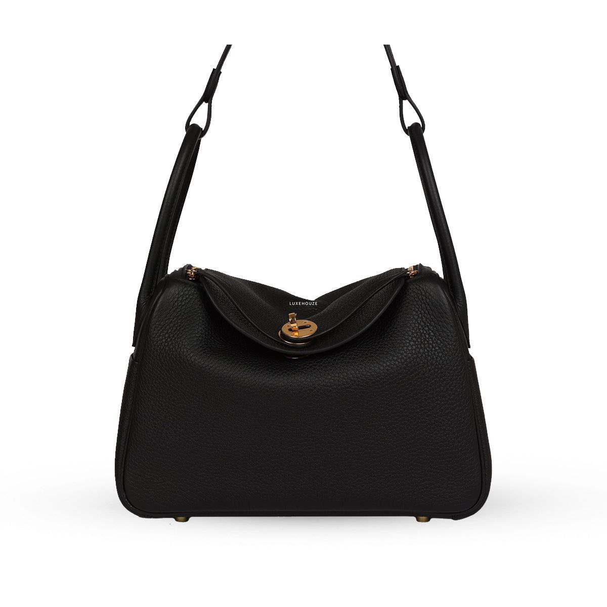 Hermes Lindy 26 Black Clemence GHW B