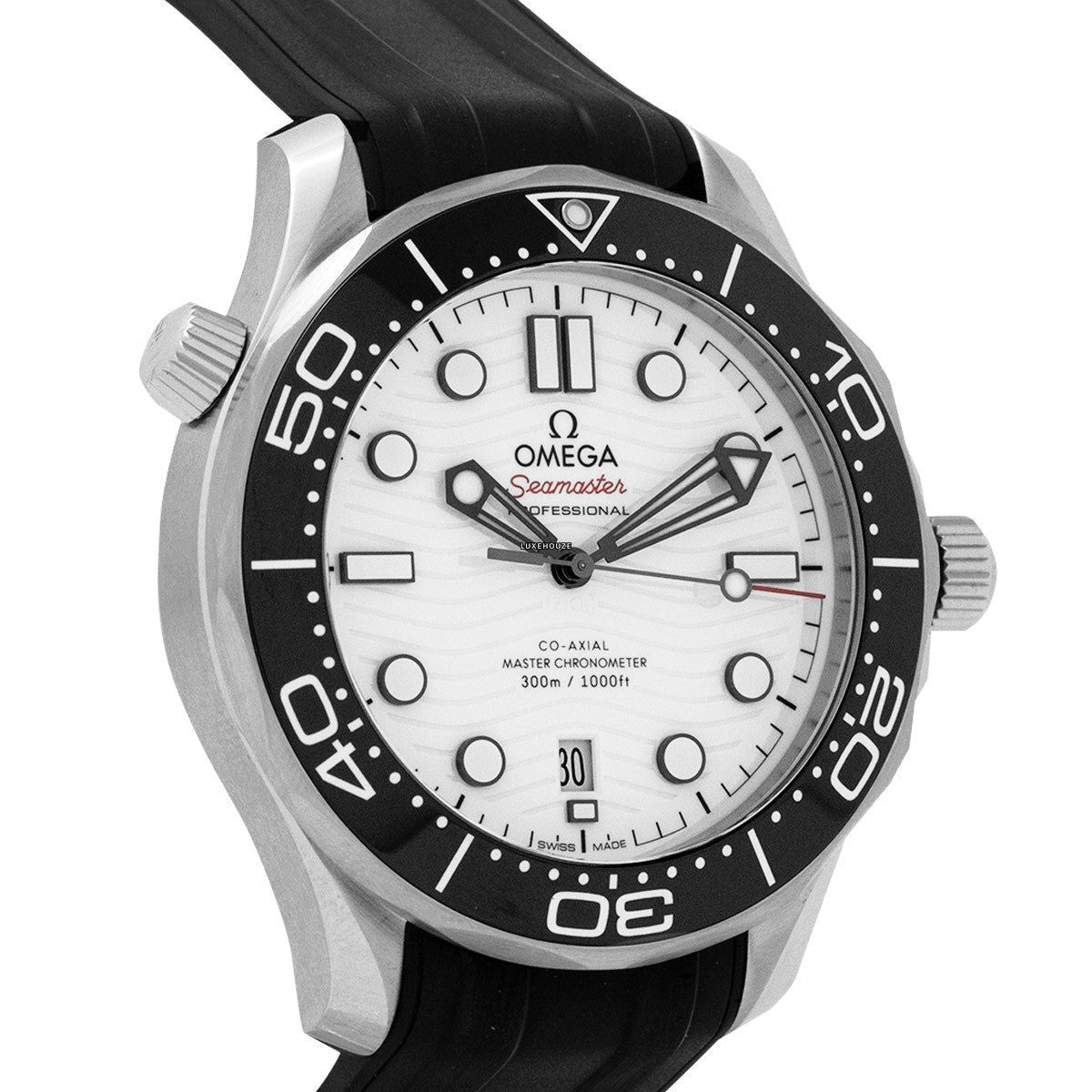 Omega Seamaster Co-Axial 300M 21032422004001 White Dial, Rubber Strap