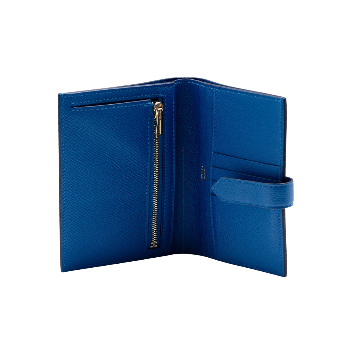 Hermes Bearn Compact Wallet Blue Zanzibar GHW C