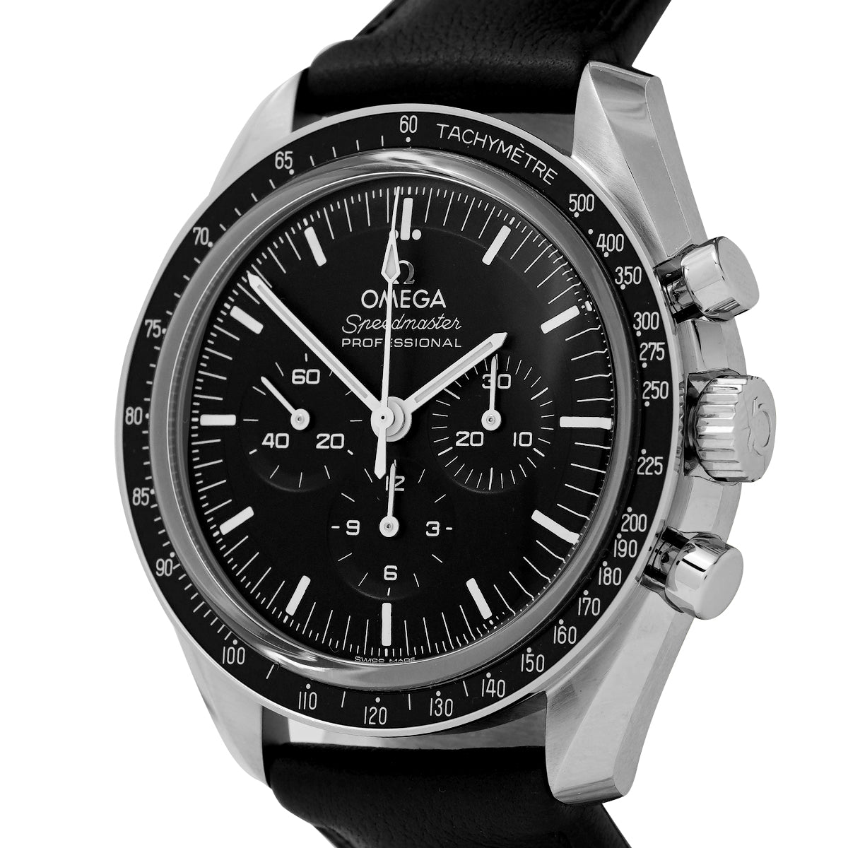 Omega Speedmaster Moonwatch 31032425001002 Black Dial, Leather Strap