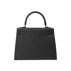 Hermes Kelly 25 Black Epsom Sellier GHW W