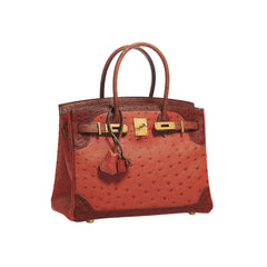 Hermès Birkin 30 Rouge Ghillies Autruche GHW R