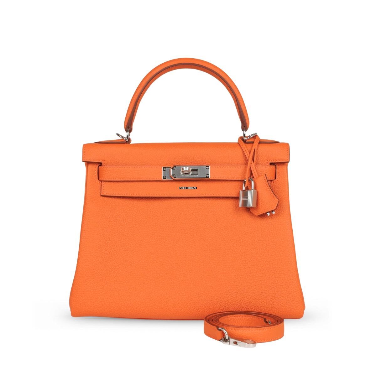 Hermes Kelly 28 Orange Minium Togo PHW W