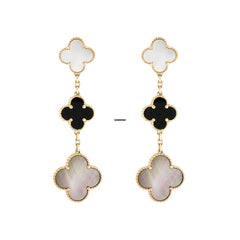 Van Cleef & Arpels Magic Alhambra Earrings 3 motifs 18K Yellow Gold Mother-of-pearl Onyx VCARD79000