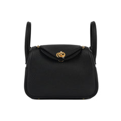 Hermes Mini Lindy Black Clemence GHW W