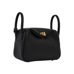 Hermes Mini Lindy Black Clemence GHW W