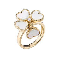 Van Cleef & Arpels Sweet Hearts Ring 18K Yellow Gold Diamond Mother of Pearl VCARN5P300