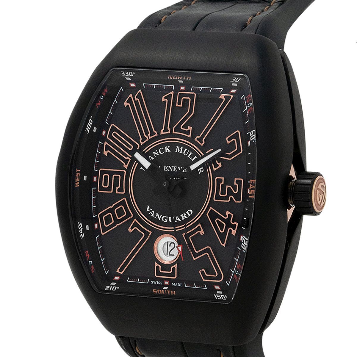 Franck Muller Vanguard V 41 SC DT TT NR 5N (Black Dial, Rose Gold Numbers)