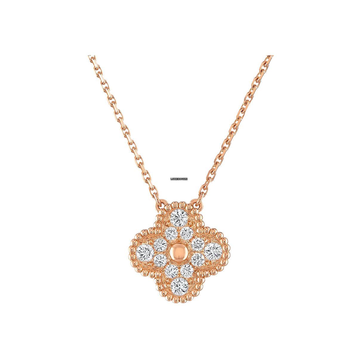 Van Cleef & Arpels Vintage Alhambra Pendant 18K Rose Gold Diamond VCARP2R300