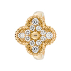 Van Cleef & Arpels Vintage Alhambra Ring 18K Yellow Gold Diamond VCARO26M00