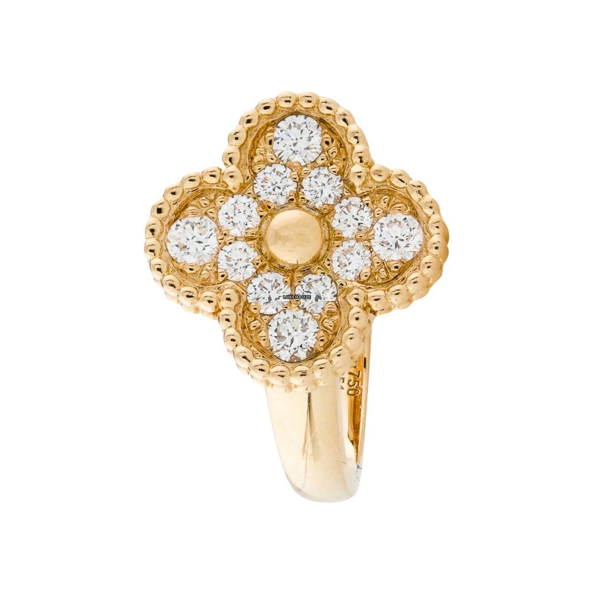 Van Cleef & Arpels Vintage Alhambra Ring 18K Yellow Gold Diamond VCARO26M00