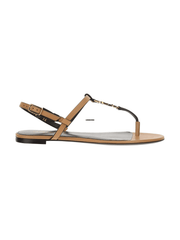 Saint Laurent Cassandra Flat T Sandal in Beige